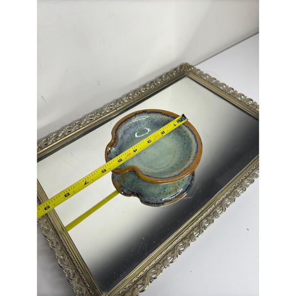 Vintage Studio Pottery Ceramic Blue Green and Brown Spoon Rest , Pottery Stoon - Picture 8 of 10